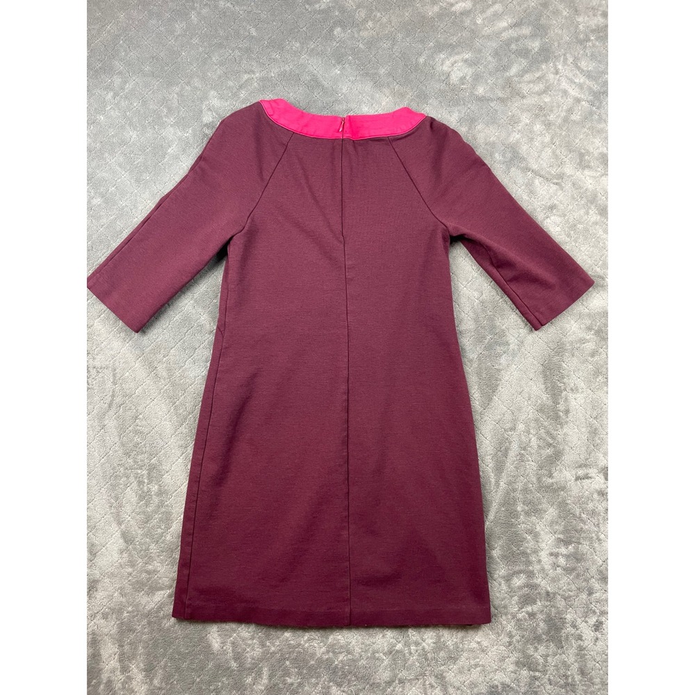 Boden Purple Pink Collar Keyhole Neck 3/4 Sleeve Lined Dress US 2R Colorblock - Picture 2 of 12